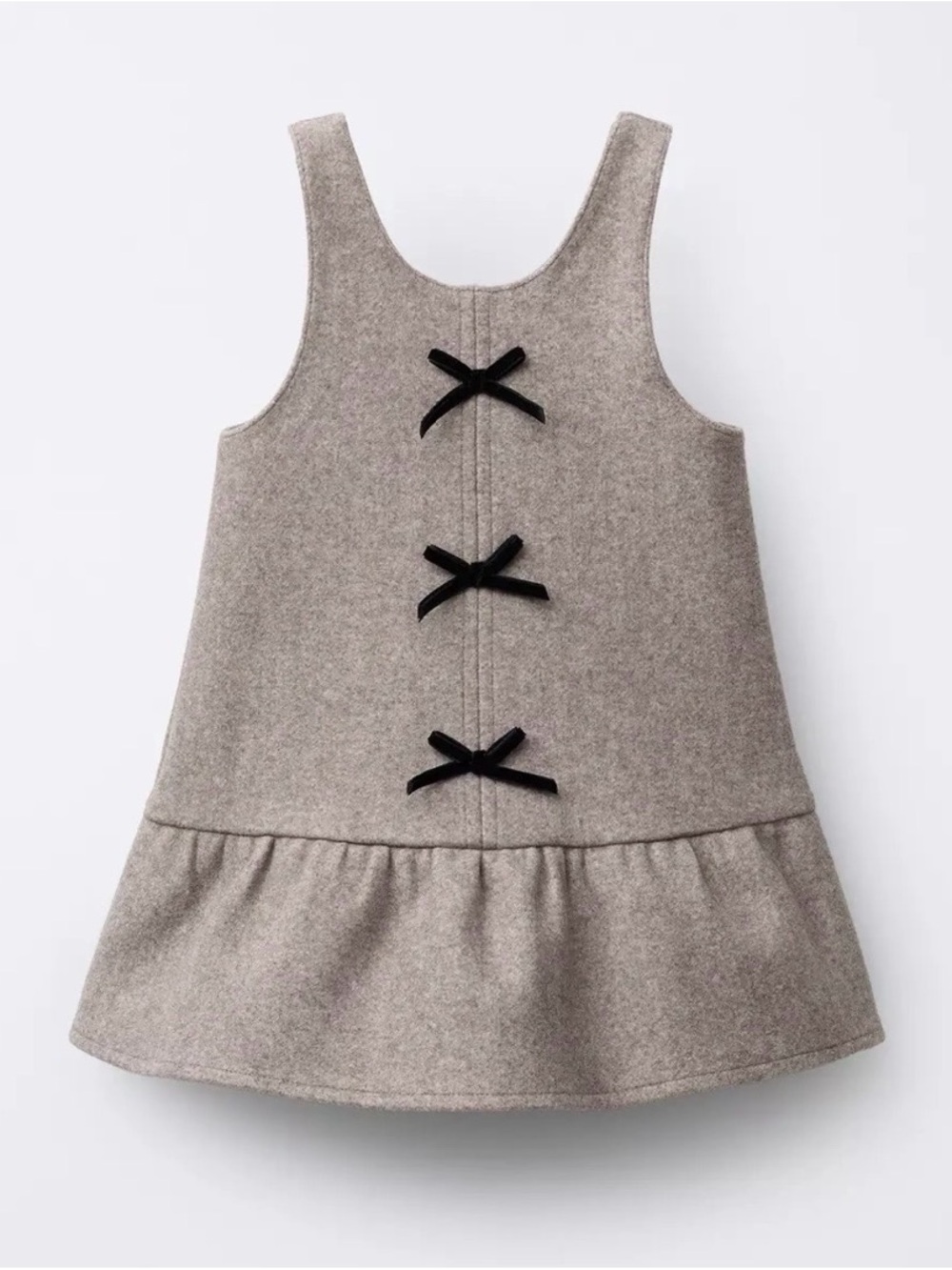 NWOT Zara Toddler Girl Pinafore Dress with Black Velvet Bows